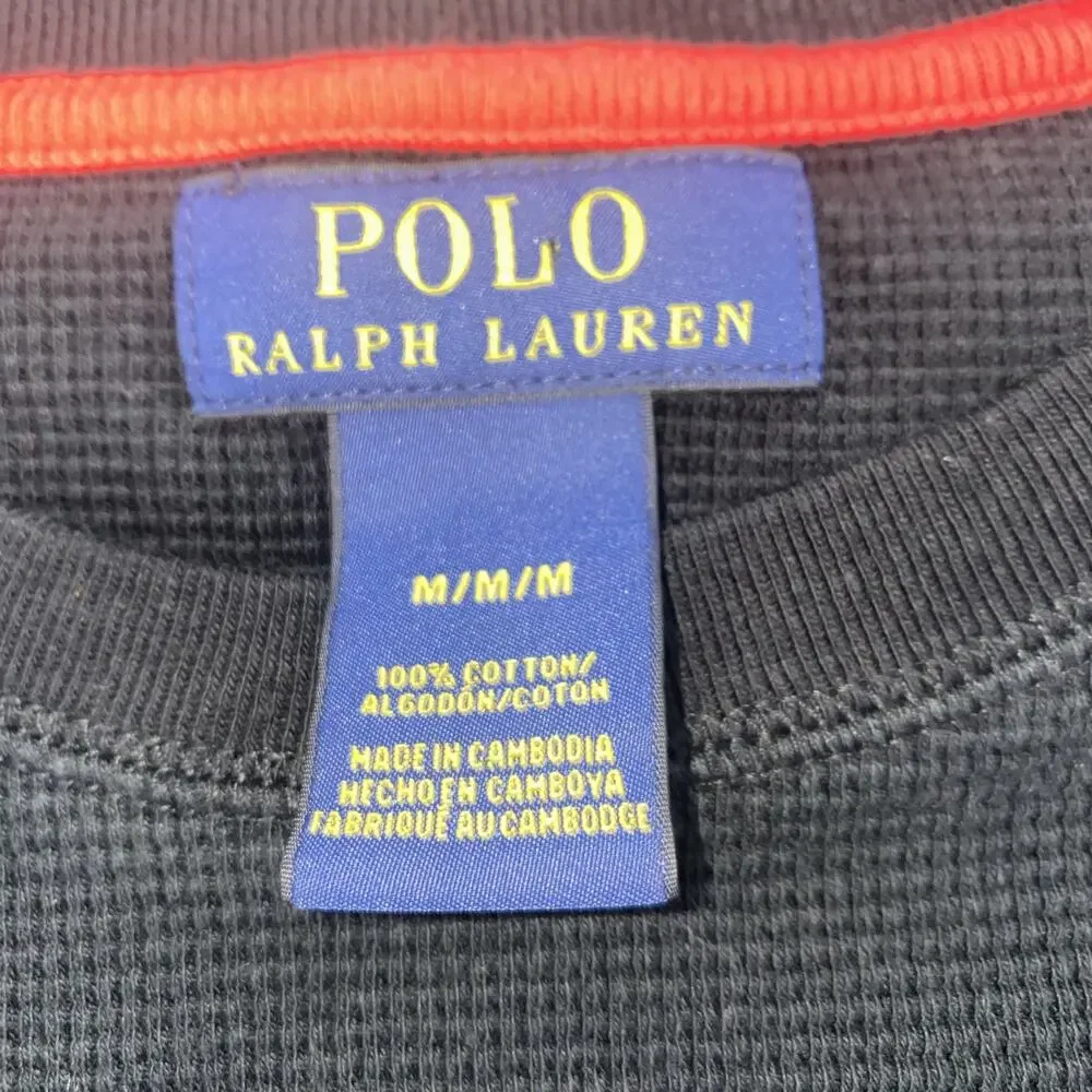 Polo Ralph Lauren Shirt Thermal Long Sleepwear Light Comfort Black Lounge M